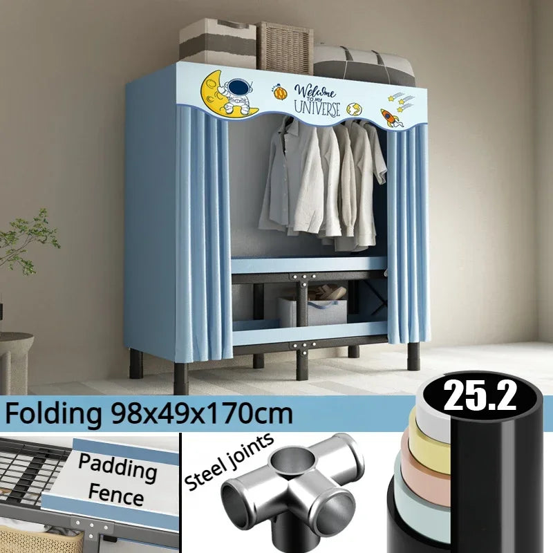 No-Assembly Protective Curtain Foldable Oxford Cloth Wardrobe - Image 6