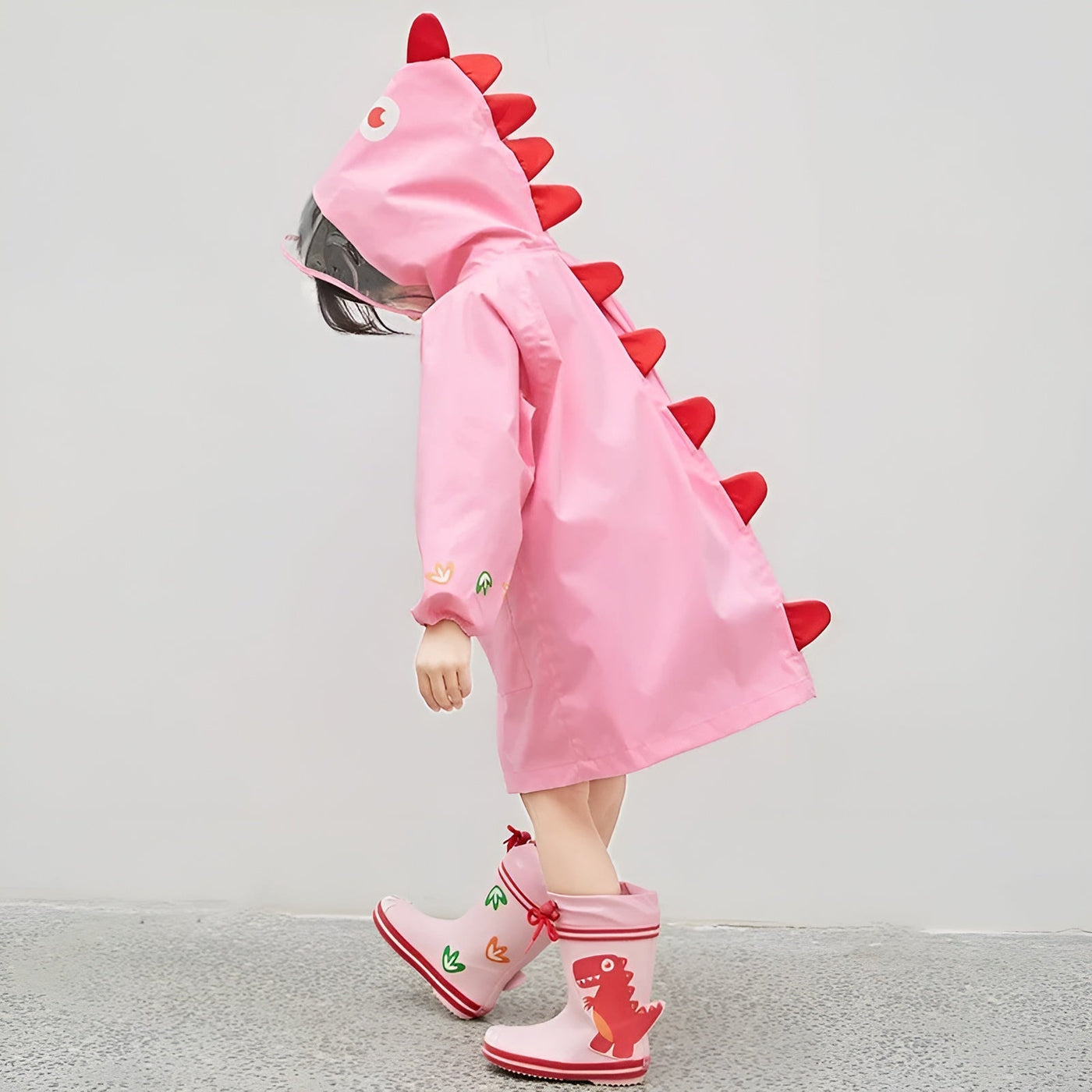 Happy Dinosaur Outdoor Hooded Kids Raincoat - Image 2