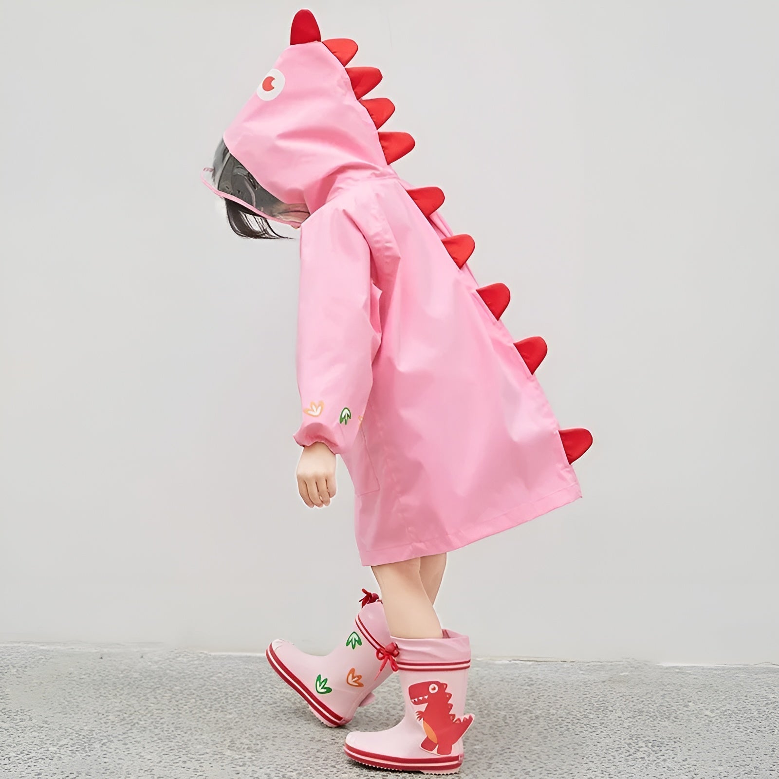 Happy Dinosaur Outdoor Hooded Kids Raincoat - Image 2