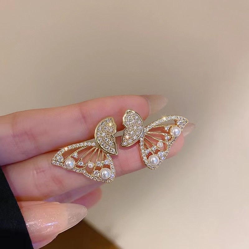 Shiny Zircon Korean Style Butterfly Chic Earrings - Image 4