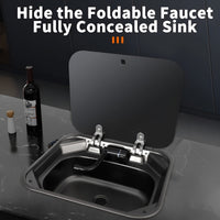 Hidden Foldable Faucet Stainless Steel Kitchen Sink - Image 4