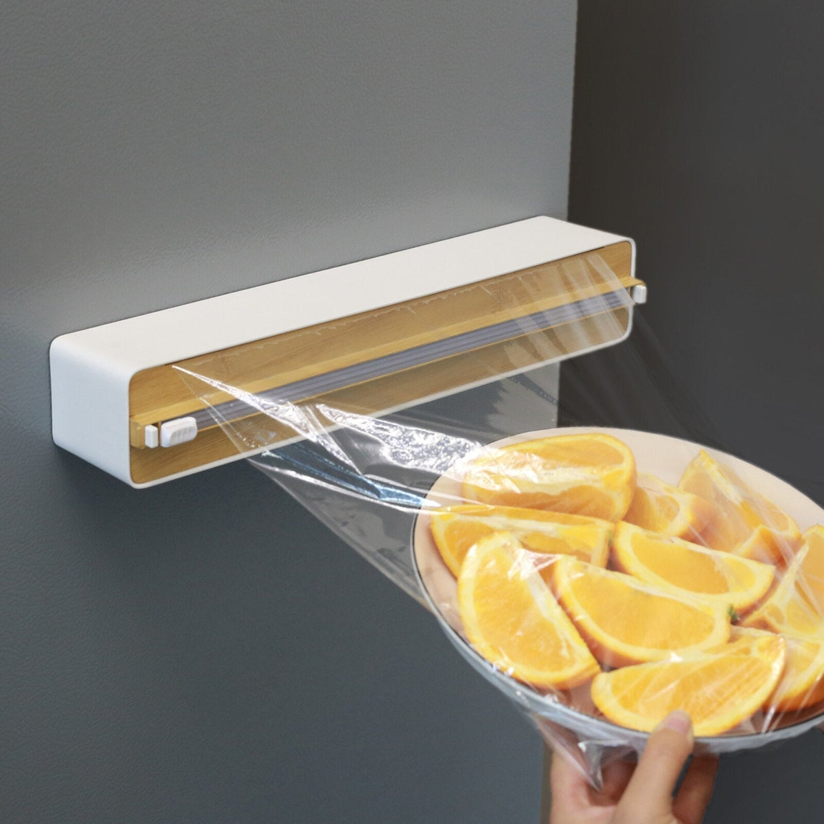 Wall-Mounted Adjustable Plastic Wrap Dispenser