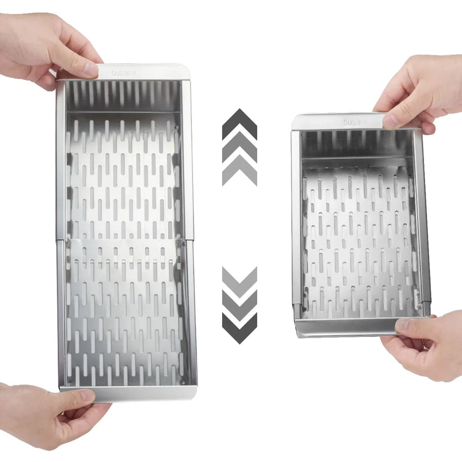 Retractable Over Sink Stainless Steel Vegetable Drain Basket - Image 8