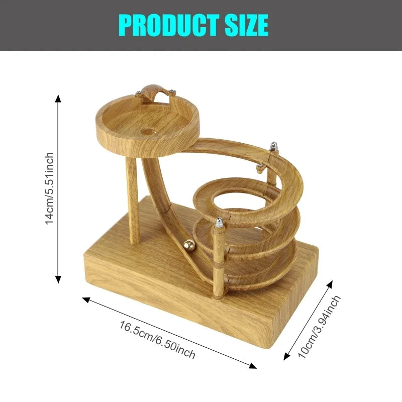 Wooden Perpetual Spiral Motion Kinetic Ball Roller Science Toy - Image 6