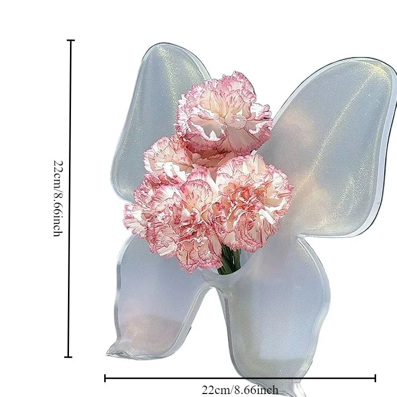 Artistic Butterfly Clear Flower Vase - Image 3