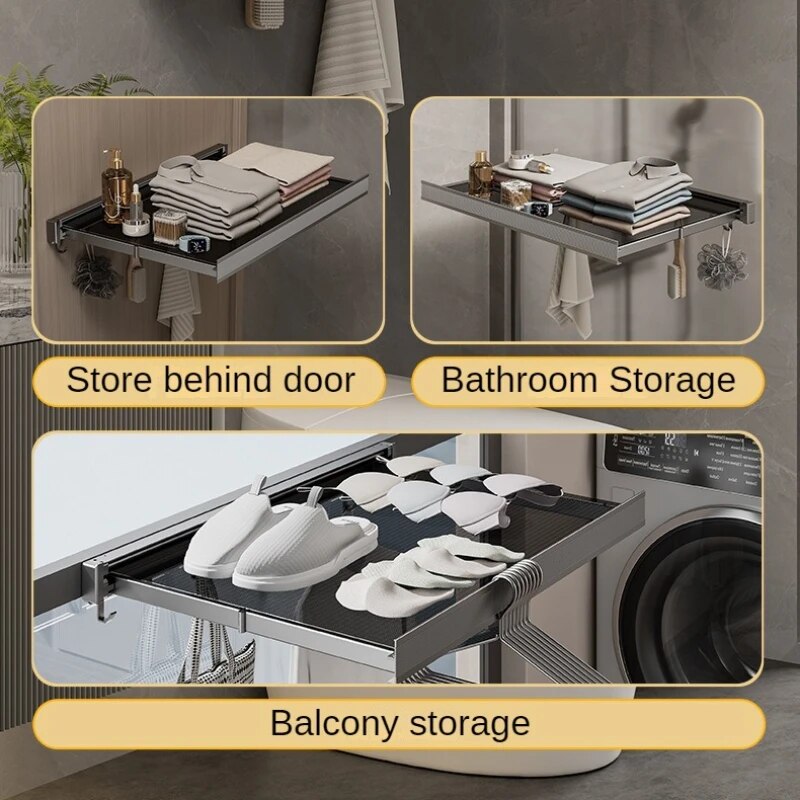 Retractable Laundry Organizer Net Rack - Image 3