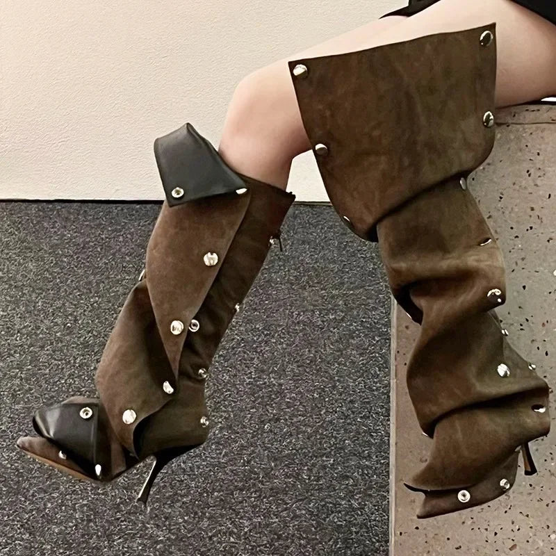 Long Denim Jean Women High Heel Boots - Image 3