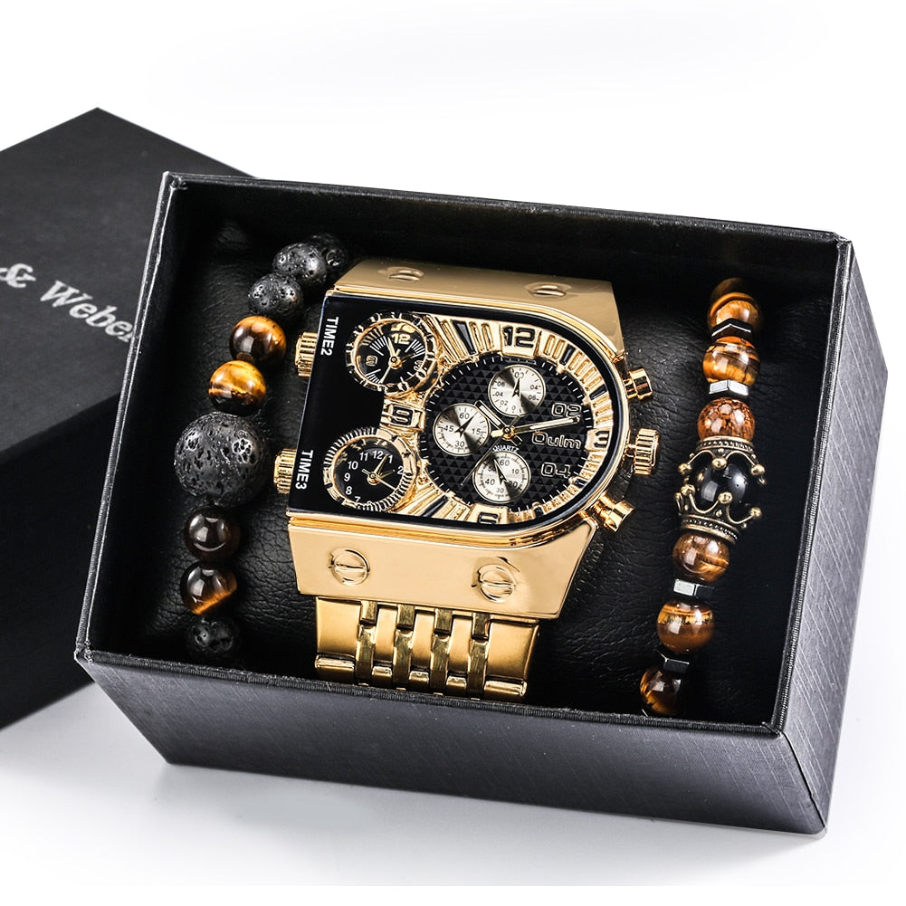 Big Dial Watch Quartz Business Men Gift Set