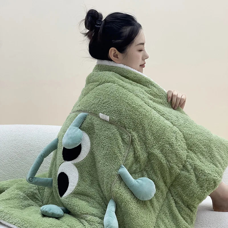Cute Monster Portable Soft Throw Pillow Blanket - Image 3