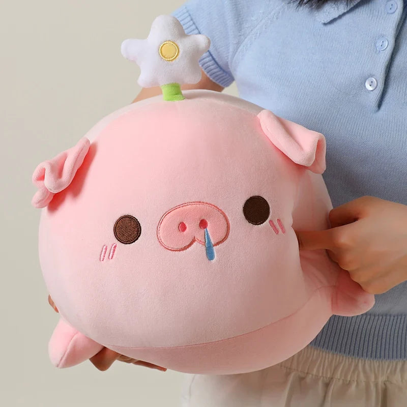 Petal Piggy Kawaii Flower Plush Pillow