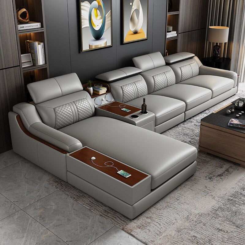 Luxury Multifunctional Elite Elegance Leather Sofa Set - Image 3