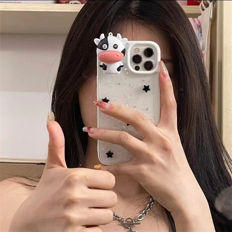 Glowing Cow 3D Transparent iPhone Case - Image 2