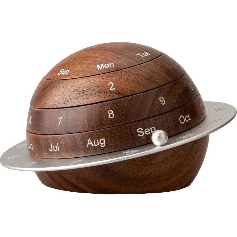 Cosmic Cycle Minimalist Rotating Wooden Calendar - Image 6