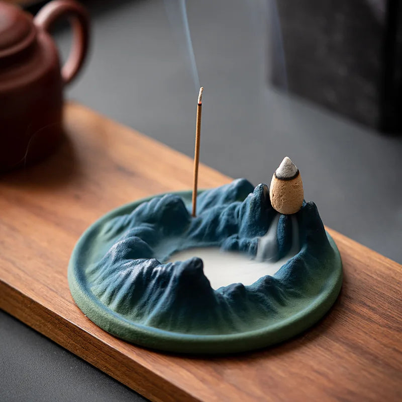 Mistic Mountain Ceramic Waterfall Incense Burner - Image 2