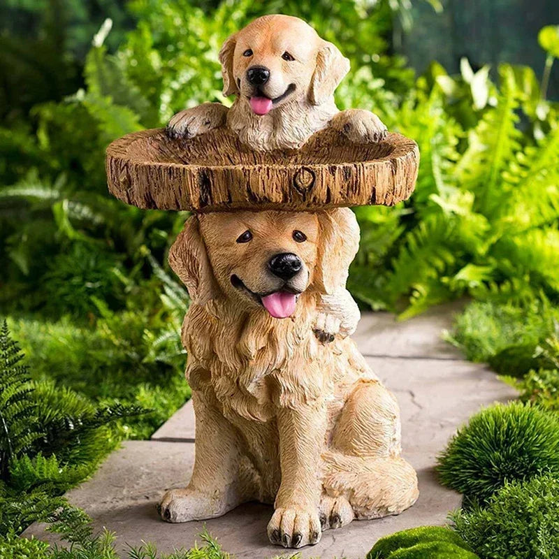 Golden Retriever Puppy Bird Bath Garden Statue - Image 2