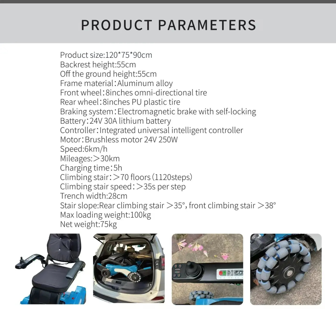 Stair Climber Foldable Electric Wheelchair - Image 6