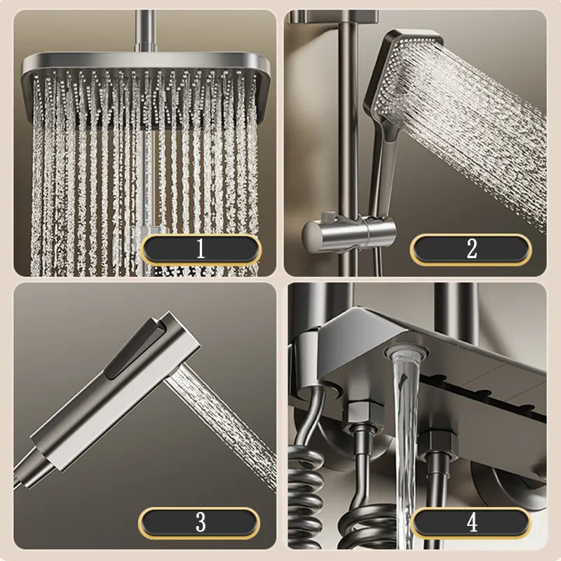 Digital Temperature Display Rain Feel Elegant Shower Set - Image 2