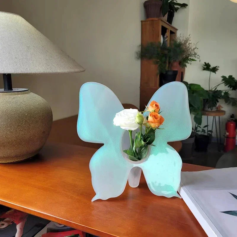 Artistic Butterfly Clear Flower Vase - Image 4