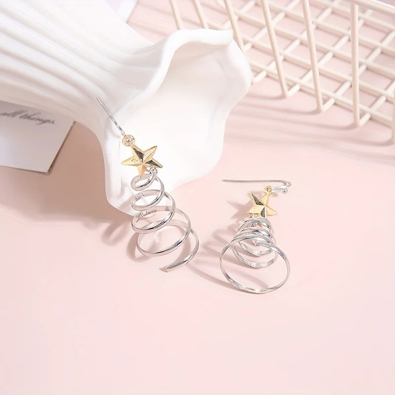 Spiral Christmas Tree Dangle Earrings - Image 5