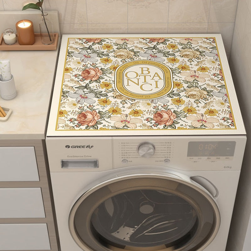 Retro Floral Washing Machine Cover Drainer Mat - Image 0