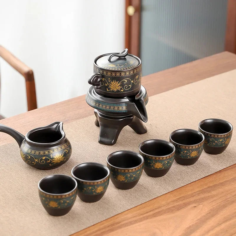 Royal Golden Porcelain Dragon Flow Tea Set - Image 5