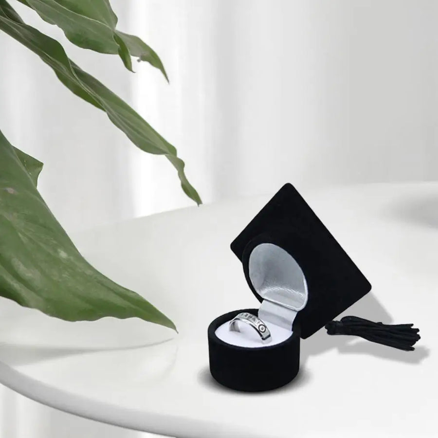 Graduation Cap Shaped Flannel Jewelry Ring Storage Box