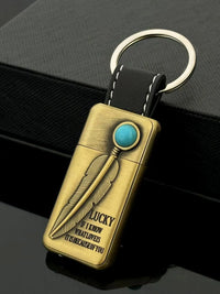 Turquoise Stone Vintage Metal Keychain Lighter - Image 4