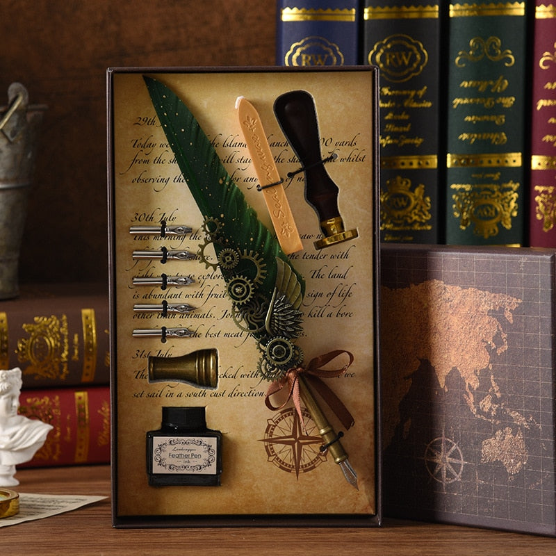 Phoenix Feather Mechanic Calligraphy Pen Set - Image 1
