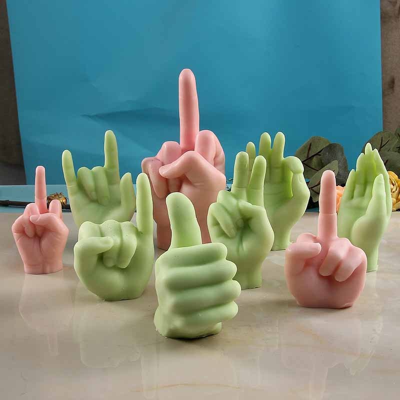 Middle Finger Hand Gestures Artsy Candle DIY Molds - Image 0