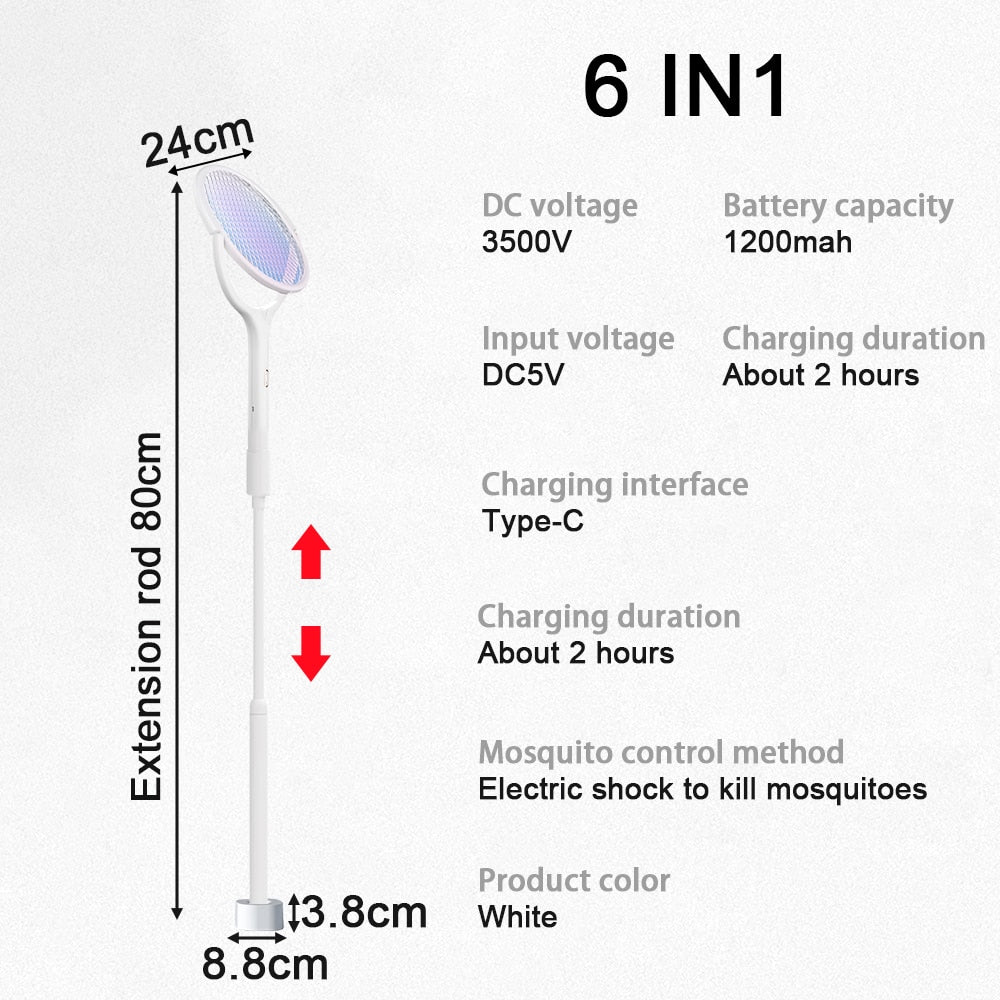 6in1 Rotatable Electric Mosquito Zapper