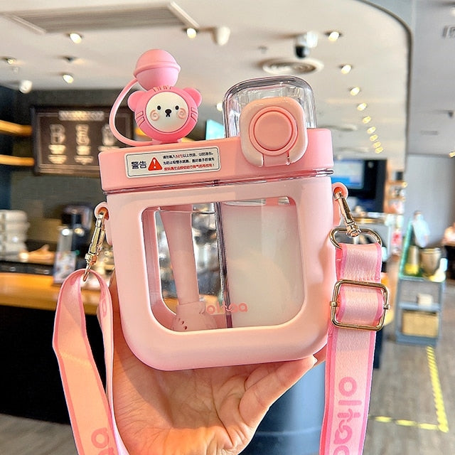 Leak-Proof Double Straw Cartoon Kids Water Bottle - Image 13