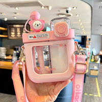 Leak-Proof Double Straw Cartoon Kids Water Bottle - Image 13