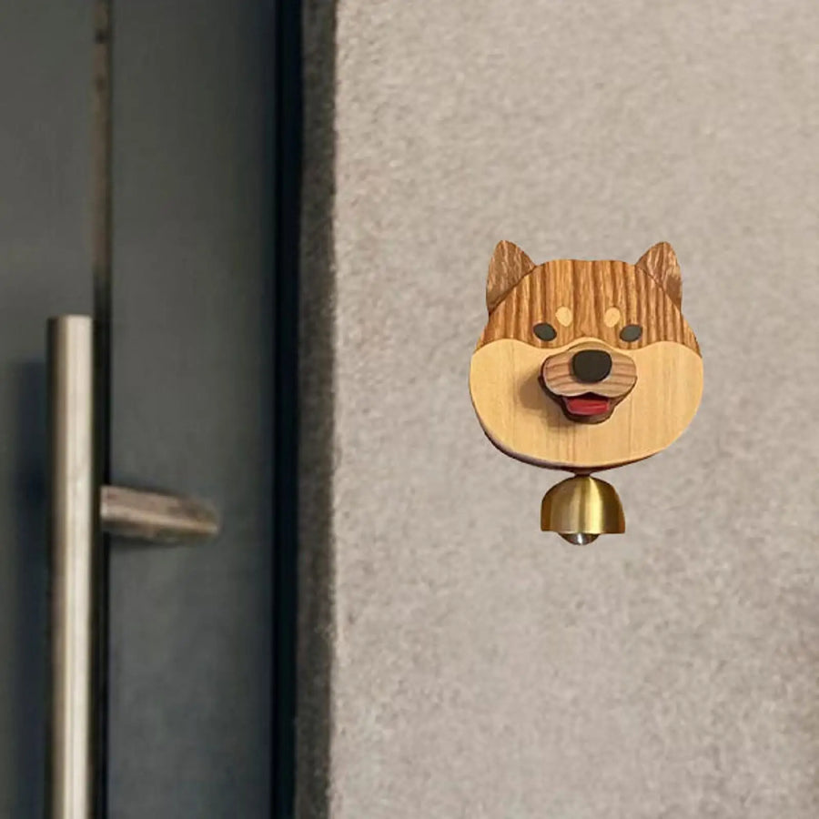 Playful Shiba Dog Face Wooden Doorbell - Image 3