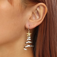 Spiral Christmas Tree Dangle Earrings - Image 0