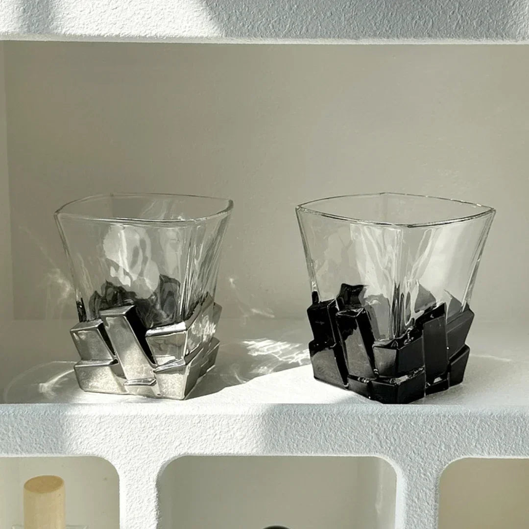 Geometric Onyx Base Glass Cup - Image 5