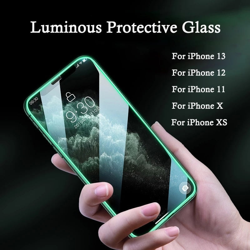 Full Cover Luminous Tempered Glass iPhone Screen Protector - Image 3