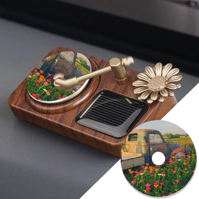 Rotating Solar Retro Record Player Car Air Fresheners - Image 3