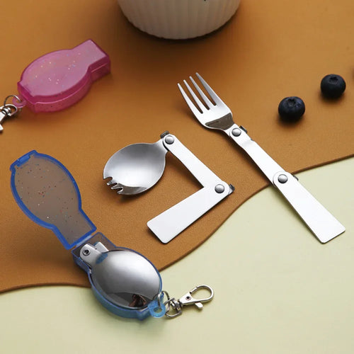 Foldable Stainless Steel Travel Spoon Fork Set - Image 0