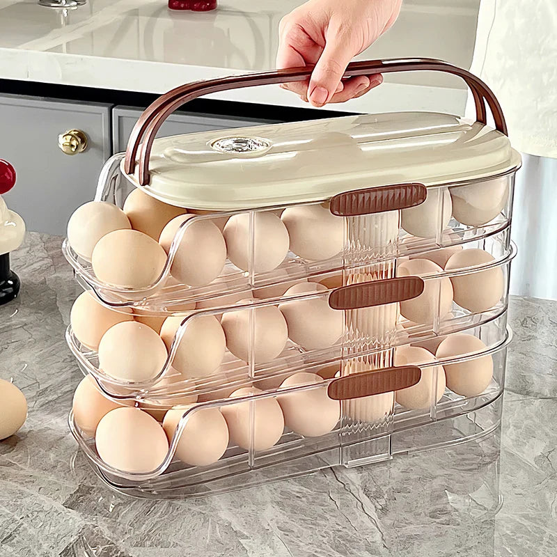 Fridge Organizer Automatic Rolling Transparent Egg Storage Box