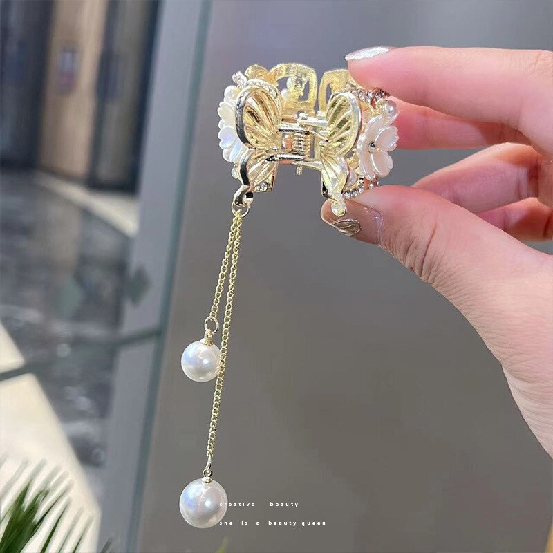 Royal Rhinestone Pearl Ponytail Clip - Image 5