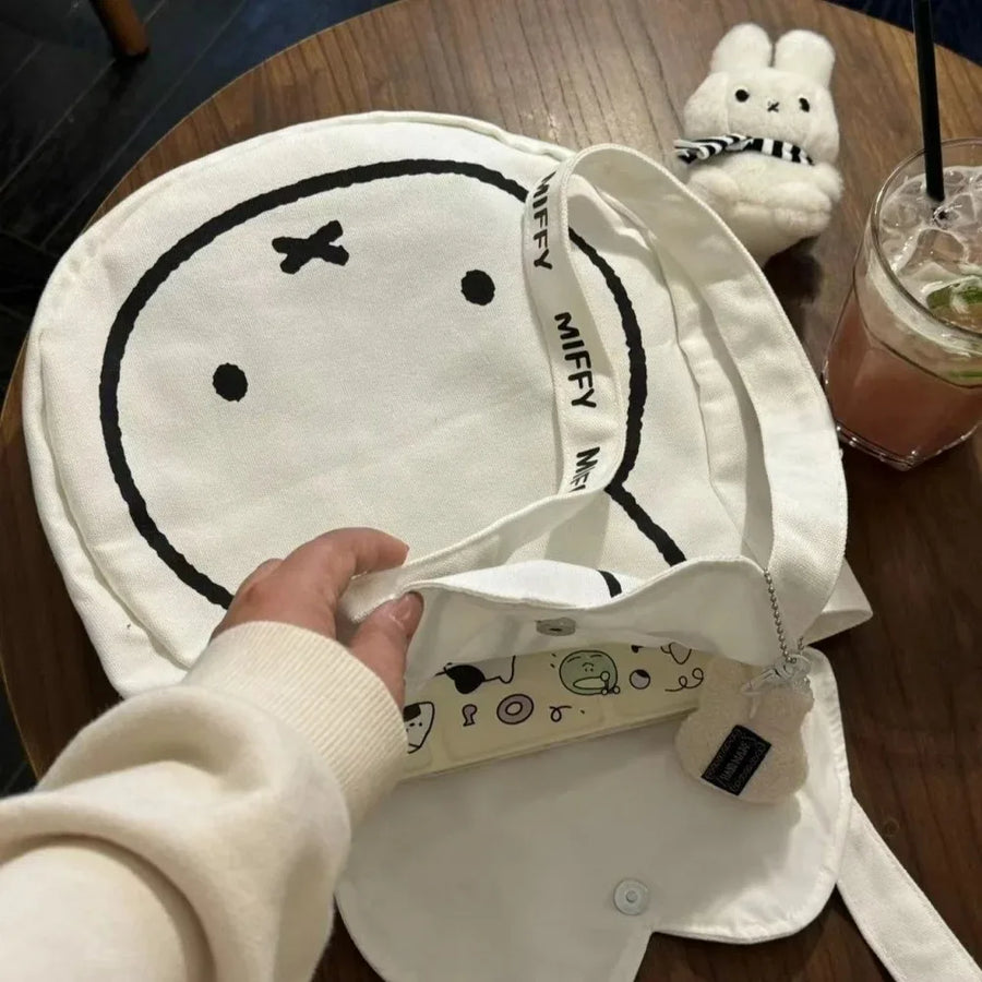 Marshmallow White Bunny Kawaii Canvas Tote Bag