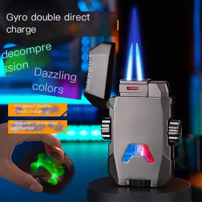 Windproof Double Jet Flame Luminous Lighter - Image 3