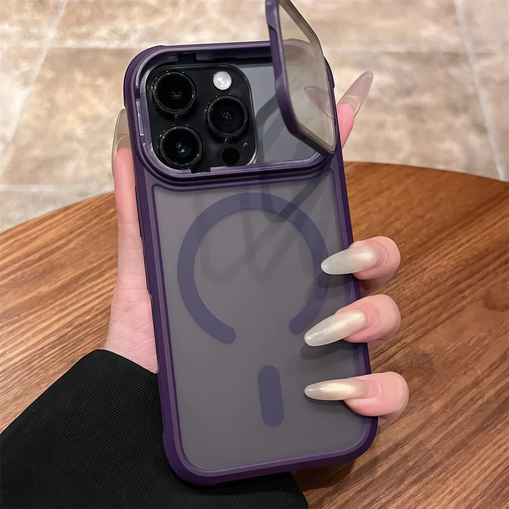 Full Lens Protection Flip Stand Magnetic iPhone Case - Image 6
