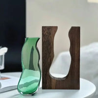 Geometric Wooden Glass Accent Flower Vase - Image 5