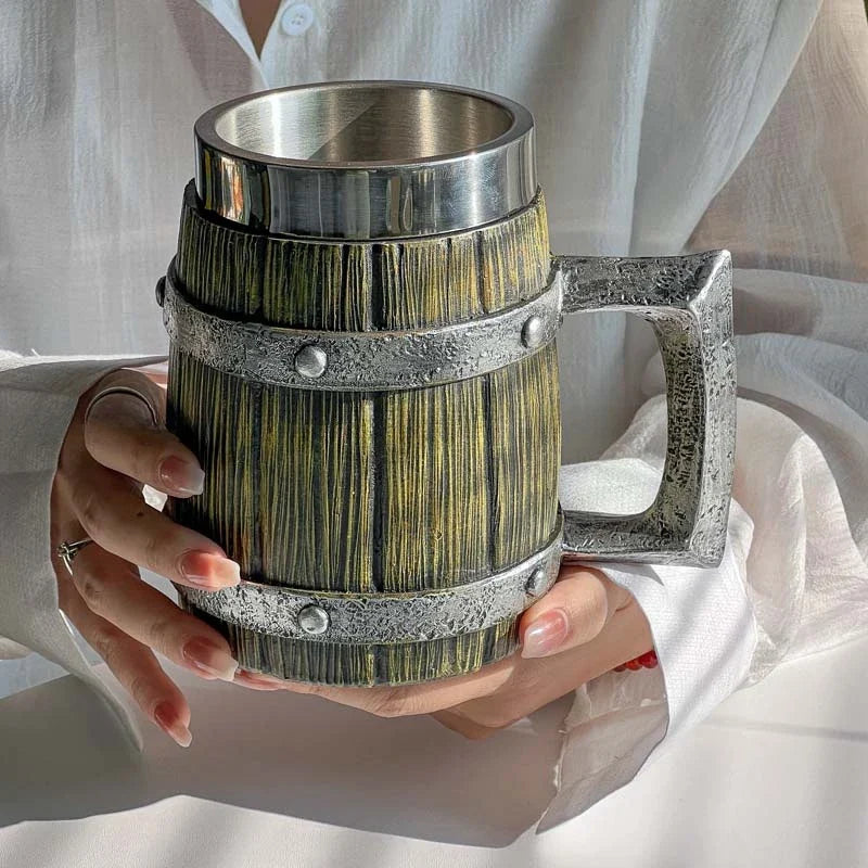 3D Viking-Style Wooden Mug