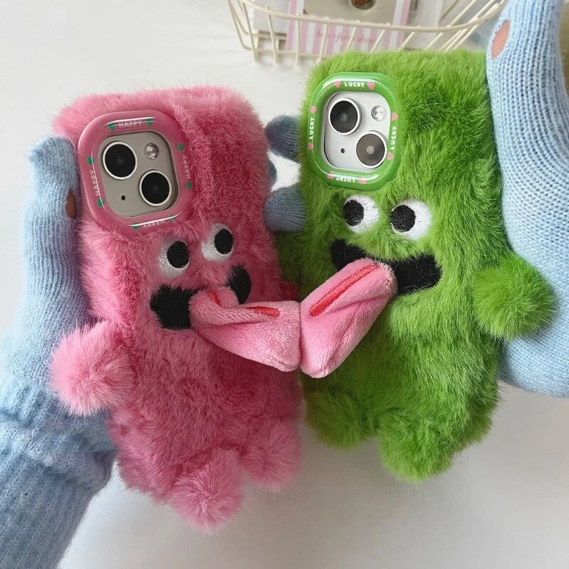 Playful Pair Plush Monster iPhone Case - Image 0