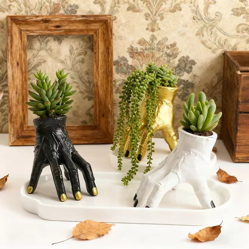 Nightcrawl Gothic Hand Ceramic Planter Pot - Image 3