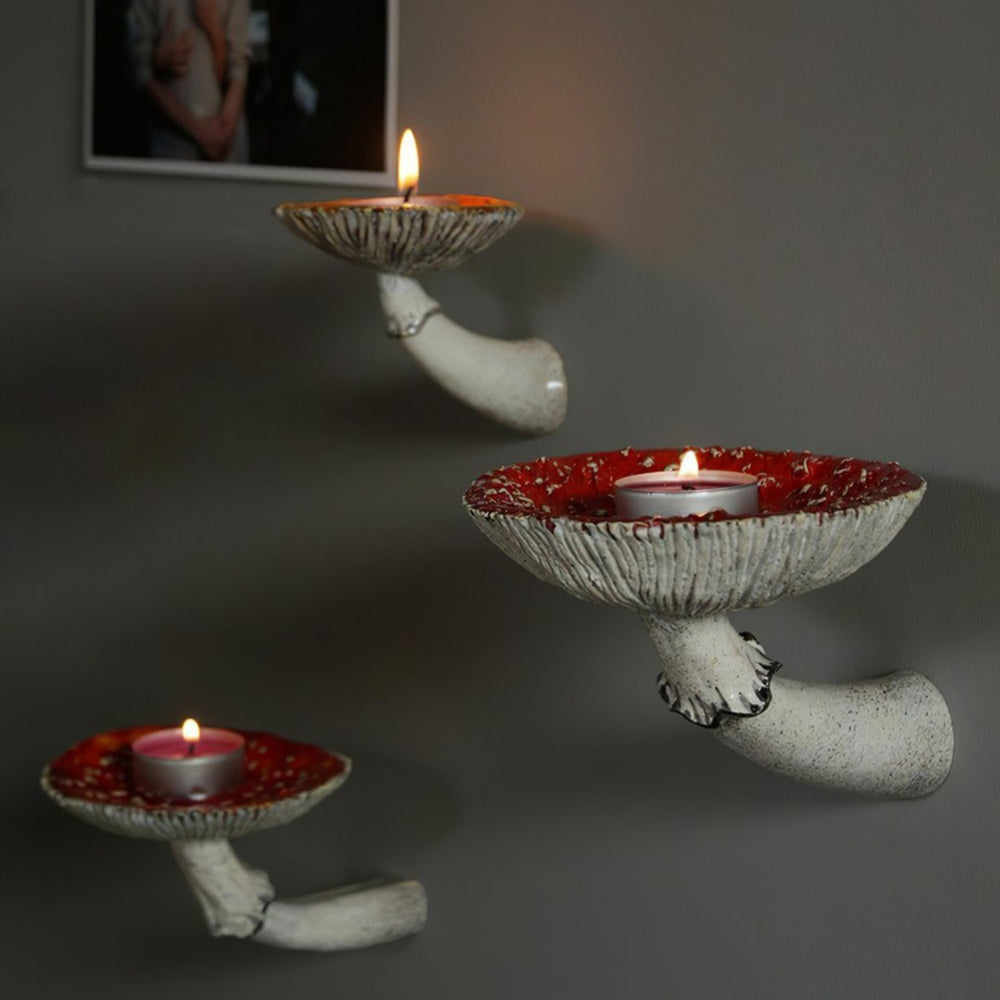 Mushroom Shape Floating Resin Wall Shelf