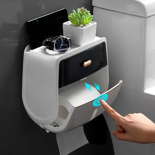 Wall-Mounted Double Layer Tissue Organizer Box - Image 0