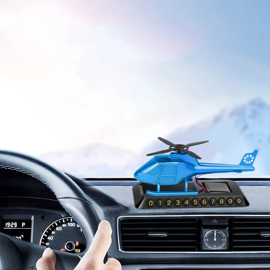Helicopter Solar-Powered Car Air Freshener Parking Number Plate - Image 4